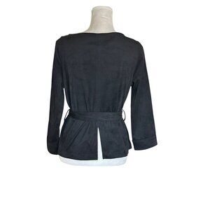 Banana Republic Black Belted Suede Top Womens M Office Fall Staple Work Attire